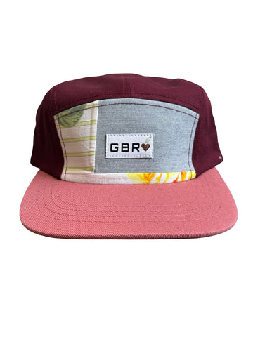 5 panel - pink brim/wine top