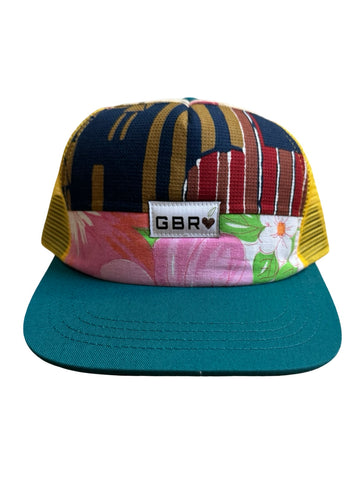 Trucker - turquoise brim/yellow mesh