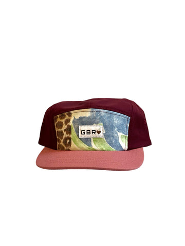 5 panel - pink brim/wine top
