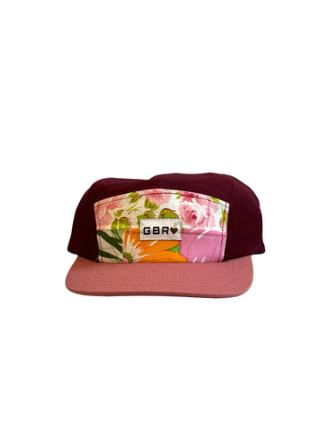 5 panel - pink brim/wine top
