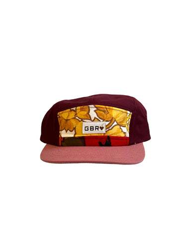 5 panel - pink brim/wine top