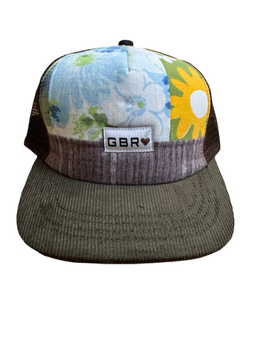 Trucker - olive cord brim/brown mesh