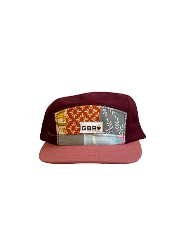 5 panel - pink brim/wine top