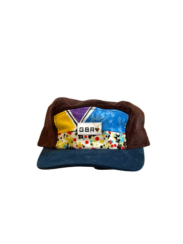 5 panel - blue cord brim/brown cord top