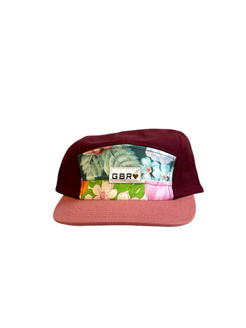 5 panel - pink brim/wine top