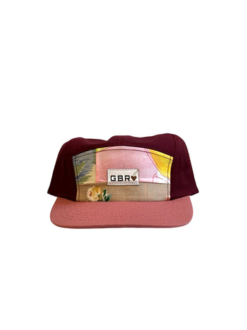 5 panel - pink brim/wine top