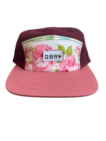 5 panel - pink brim/wine top