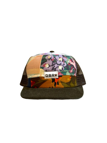 Trucker - olive cord brim/brown mesh