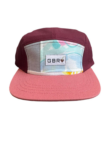 5 panel - pink brim/wine top