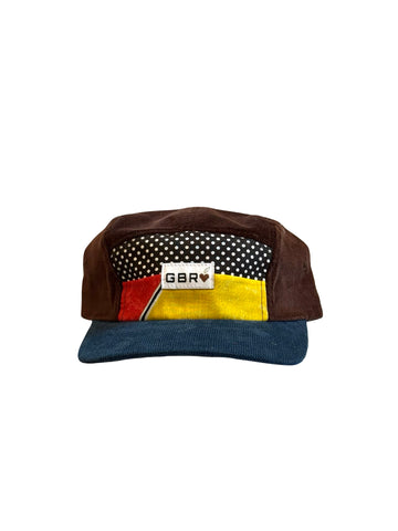 5 panel - blue cord brim/brown cord top