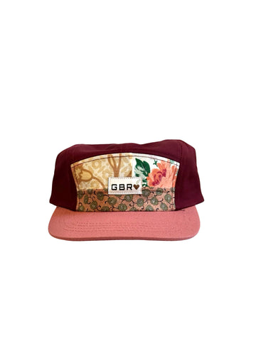 5 panel - pink brim/wine top