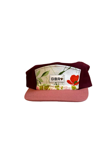 5 panel - pink brim/wine top
