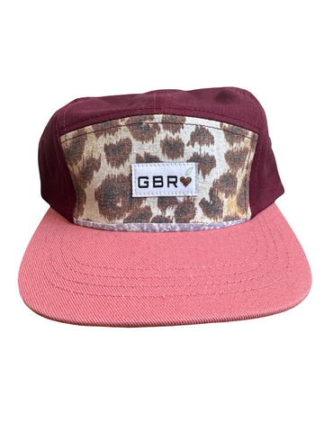 5 panel - pink brim/wine top