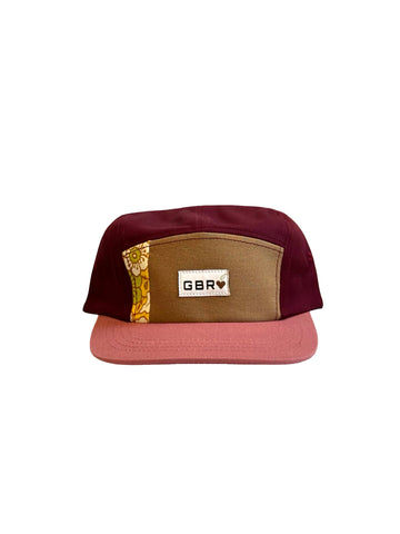 5 panel - pink brim/wine top