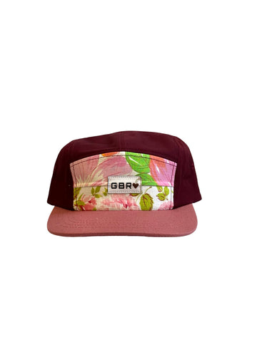 5 panel - pink brim/wine top