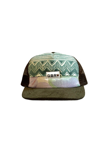 Trucker - olive cord brim/brown mesh