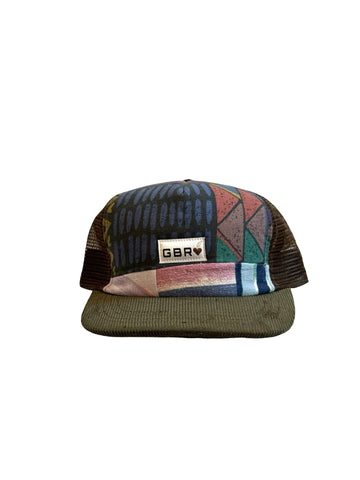 Trucker - olive cord brim/brown mesh