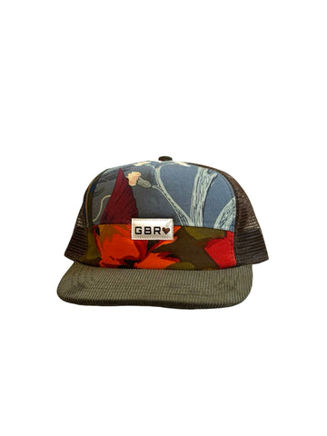 Trucker - olive cord brim/brown mesh
